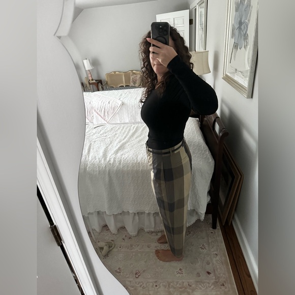 Theory High-Rise Straight Pant in Check Silk-Cotton - Picture 12 of 12